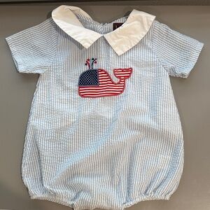 Cactus Blue & White Striped Baby Romper